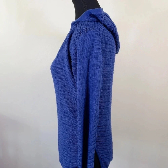 Aritzia Wilfred Free Royal Blue Hooded Open Knit Cashmere  Blend Sweater - Picture 3 of 15